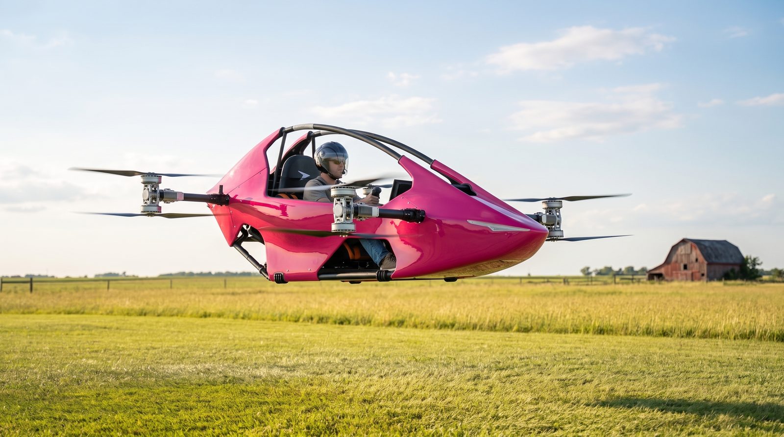 YIVTOL S-Zero flying low over open farmland under FAA Part 103